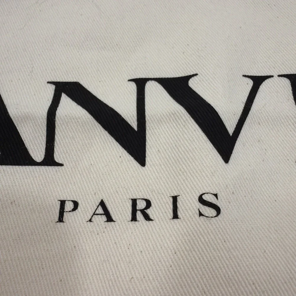 Lanvin Paris cream-color cloth drawstring gift bag 15x18 New